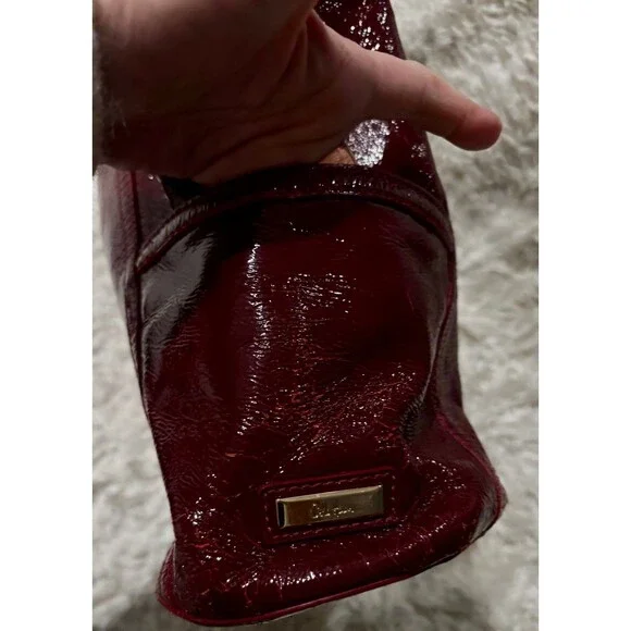 COLE HAAN Dijon Wine Red Patent Leather Side Pocket Totebag 17"L x 6"W x 20"H - Picture 5 of 8